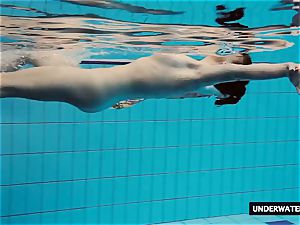 super-hot huge jugged teenage Lera swimming in the pool